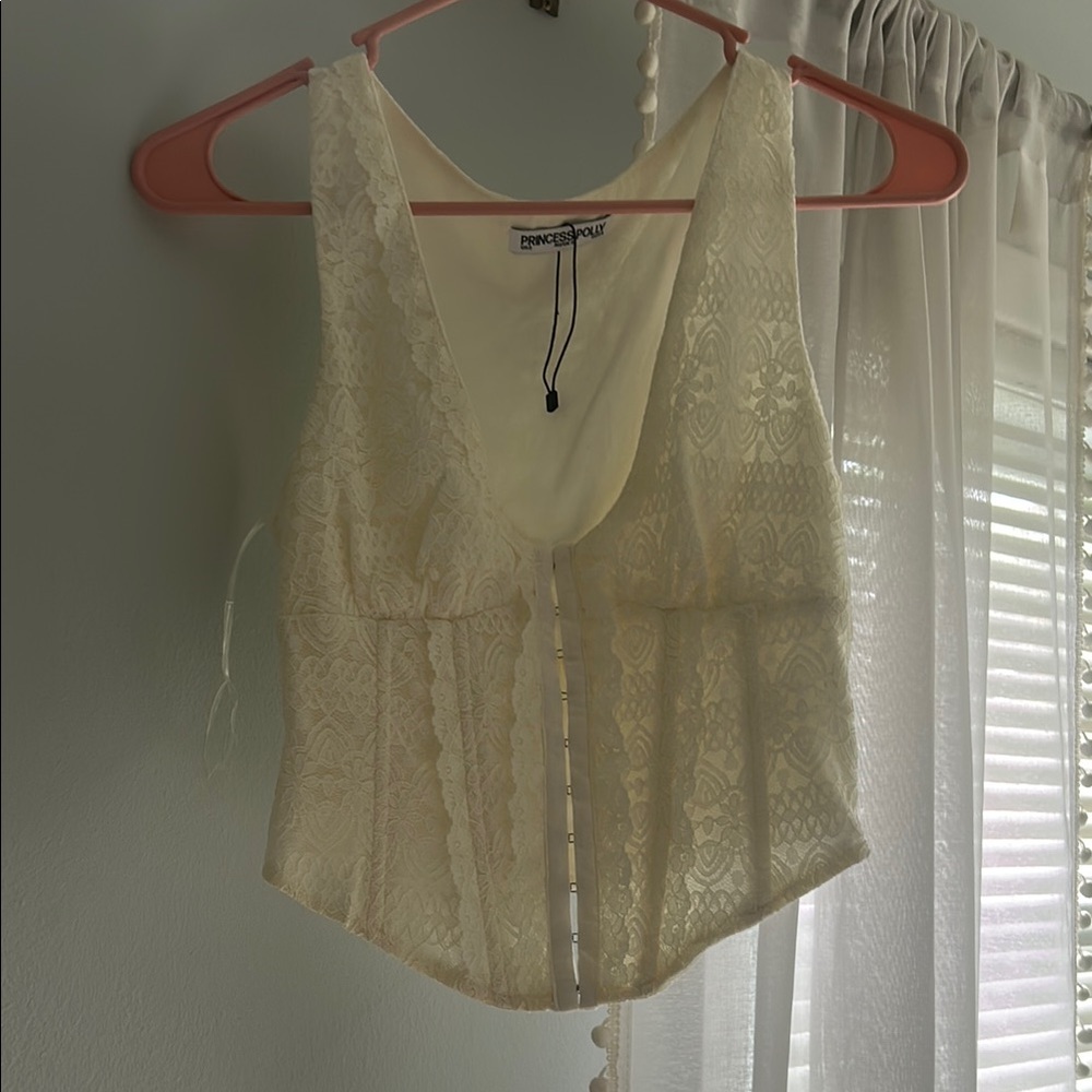 Princess Polly Cream Bustier Tank Top